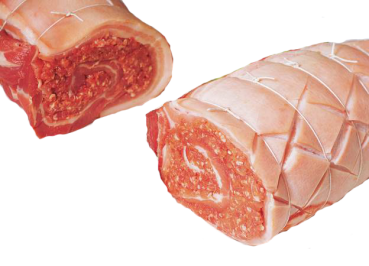 Schweinebauch, ohne Rippe, mit Schwarte, gefüllt mit Mett