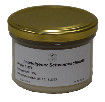 Schweineschmalz im Glas 145g